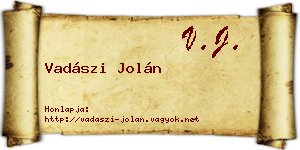 Vadászi Jolán névjegykártya